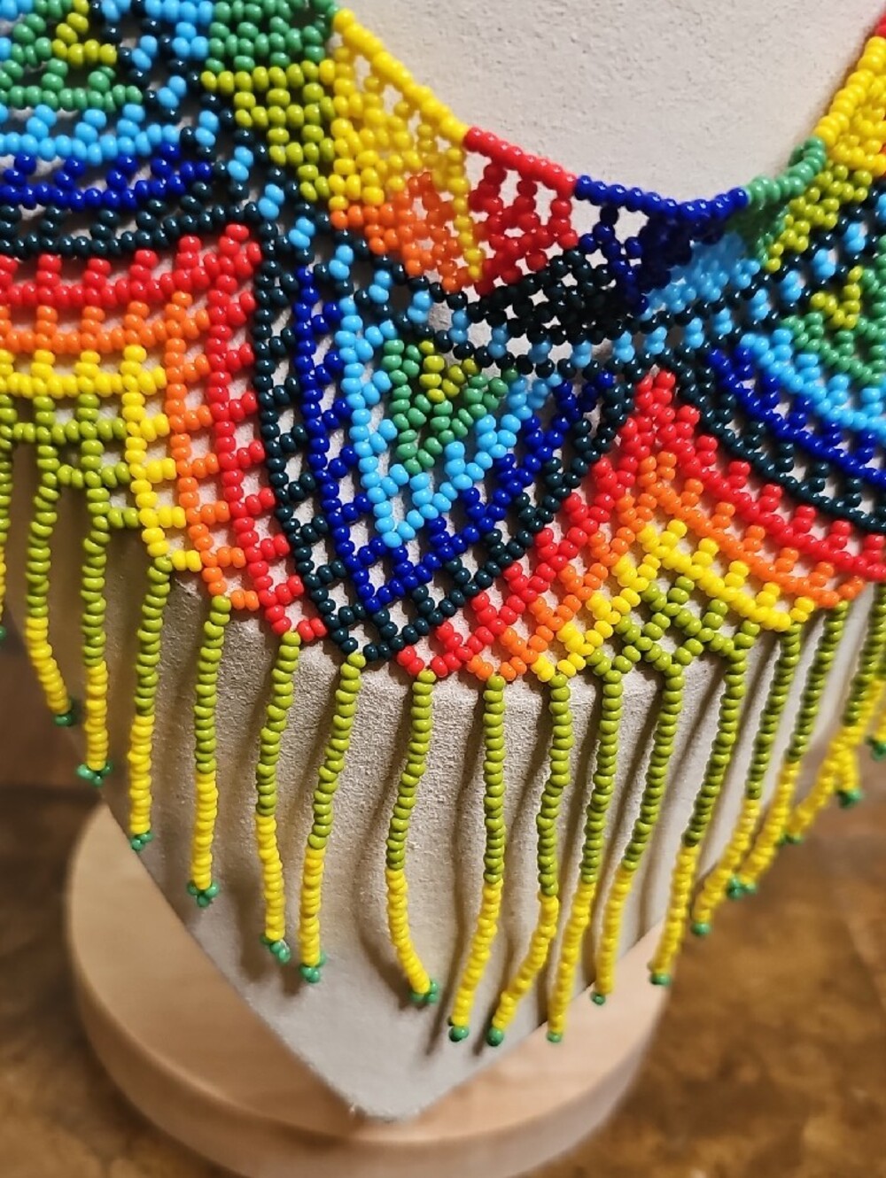 HUOCHOHandmade Multicolor Beaded Fringe Statement Necklace - Picture 2 of 8